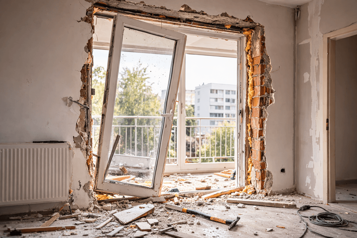 Fensterdemontage - altes Fenster ausgebaut